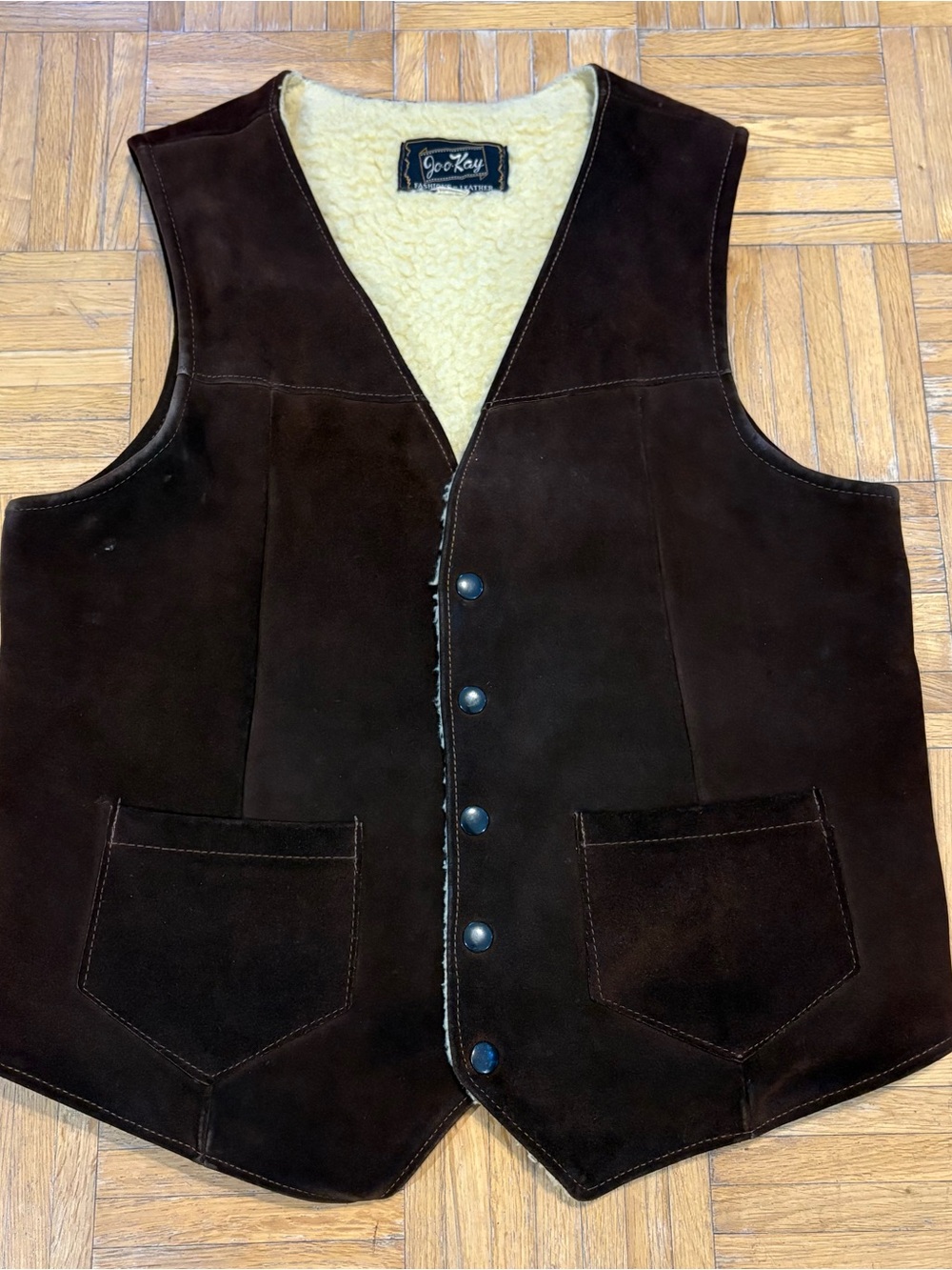 Vintage 70s Joo-Kay Leather Sherpa Lined Vest